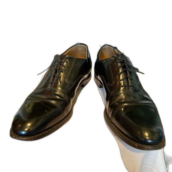 Johnston & Murphy Crown Aristocraft Oxfords Men's Size12 Black Leather Cap Toe - Picture 3 of 11
